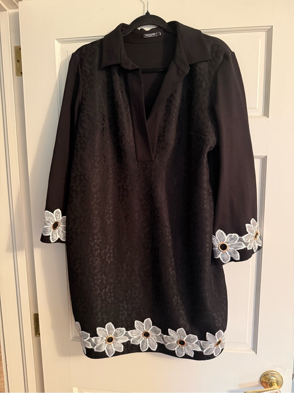 Anne Fontaine Dress with White Floral Trim
